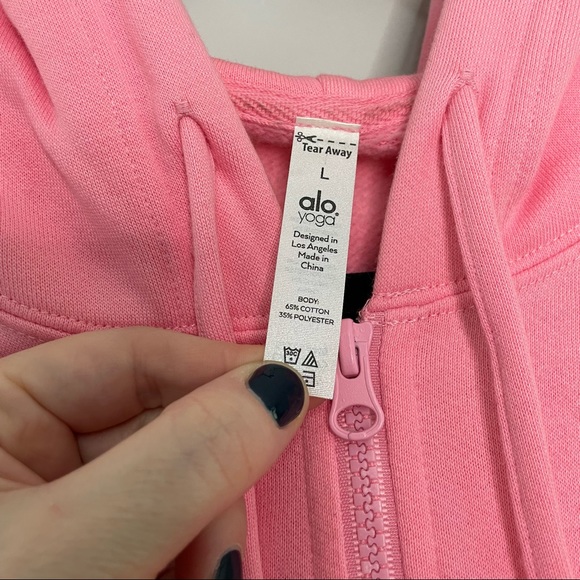 ALO Yoga Stadium Half Zip Hoodie Sweatshirt In Macaron Bright Pink Size L - Picture 5 of 7